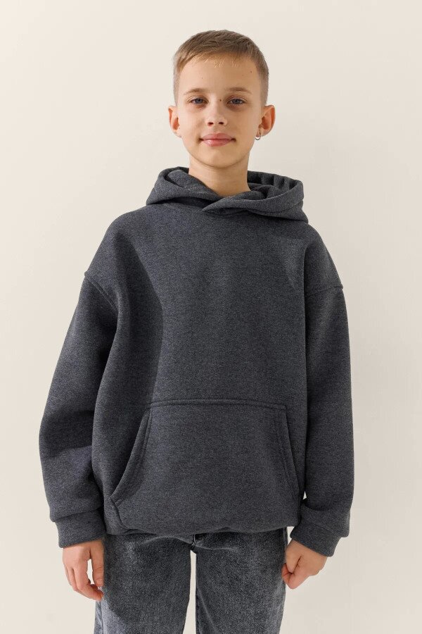 Худі однотонний для хлопчика LAWA BBC02310 128 см Сірий shop (2000990925008)  Фото №0