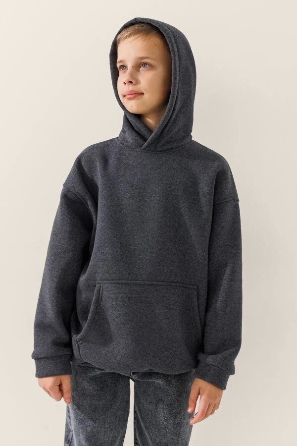 Худі однотонний для хлопчика LAWA BBC02310 128 см Сірий shop (2000990925008)  Фото №2