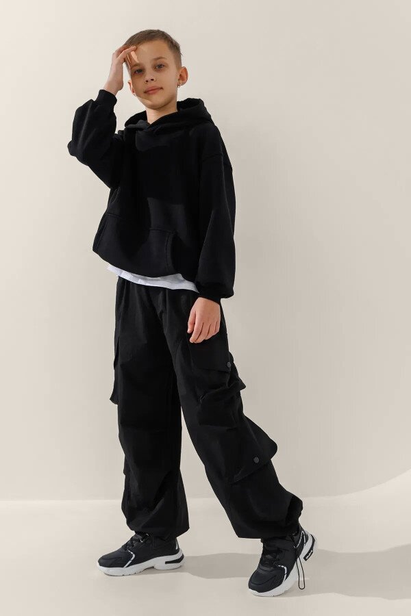 Худі однотонний для хлопчика LAWA BBC02319 122 см Чорний shop (2000990980892)  Фото №1