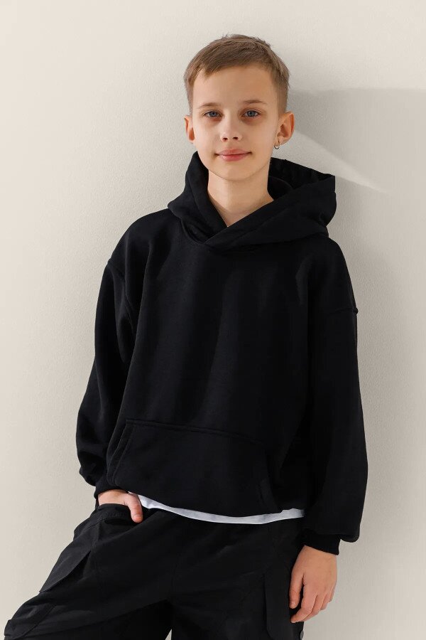 Худі однотонний для хлопчика LAWA BBC02319 122 см Чорний shop (2000990980892)  Фото №0