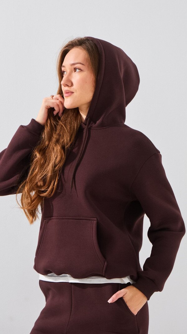Худі однотонний жіночий LAWA WBC02321 2XL Шоколадний shop (2888000029331)  Фото №3
