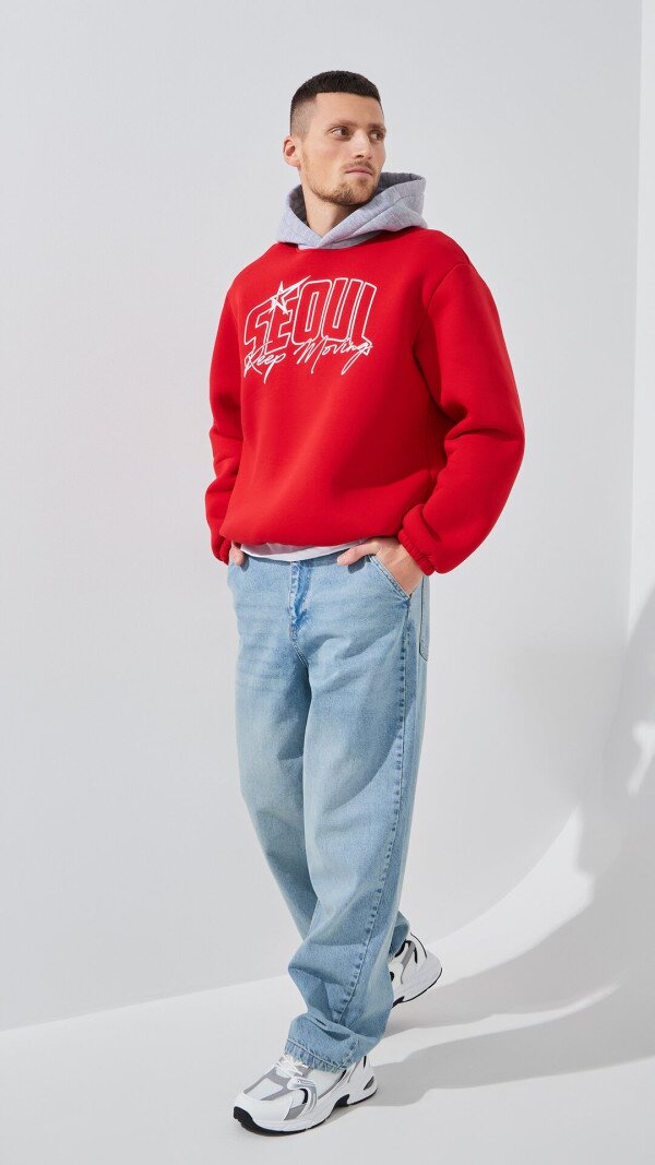 Худі з принтом чоловічий LAWA P-MT02304 S Темно-червоний shop (2000999379079)  Фото №5