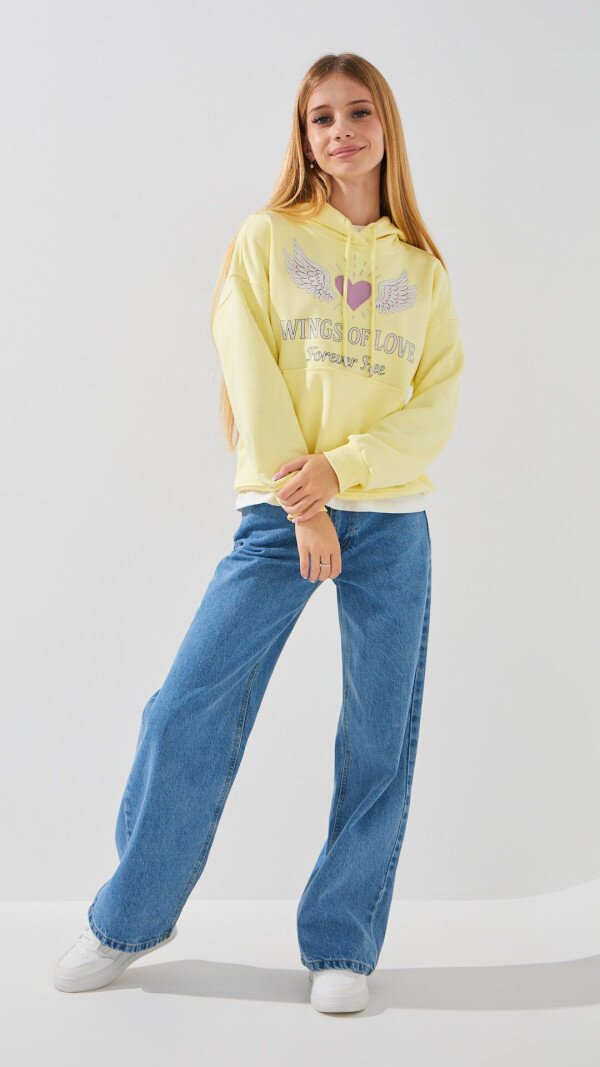 Худі з принтом для дівчинки LAWA P-GB02337 134 см Лимонний shop (2000999310584)  Фото №2