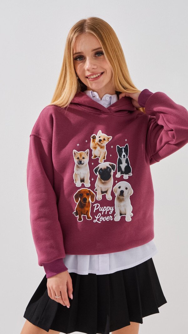 Худі з принтом для дівчинки LAWA P-GB02340 116 см Сливовий shop (2888000028310)  Фото №1