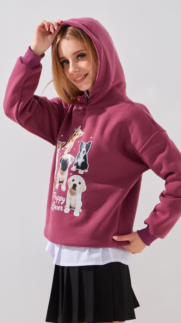 Худі з принтом для дівчинки LAWA P-GB02340 116 см Сливовий shop (2888000028310)  Фото №3