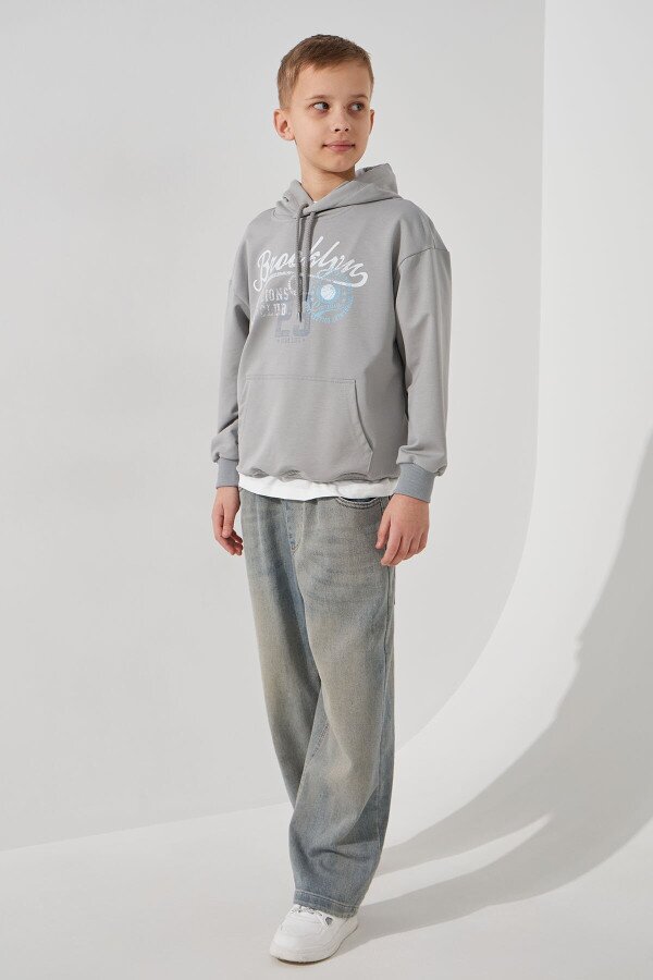 Худі з принтом для хлопчика LAWA P-BB02310 122 см Світло-сірий shop (2000991052727)  Фото №3