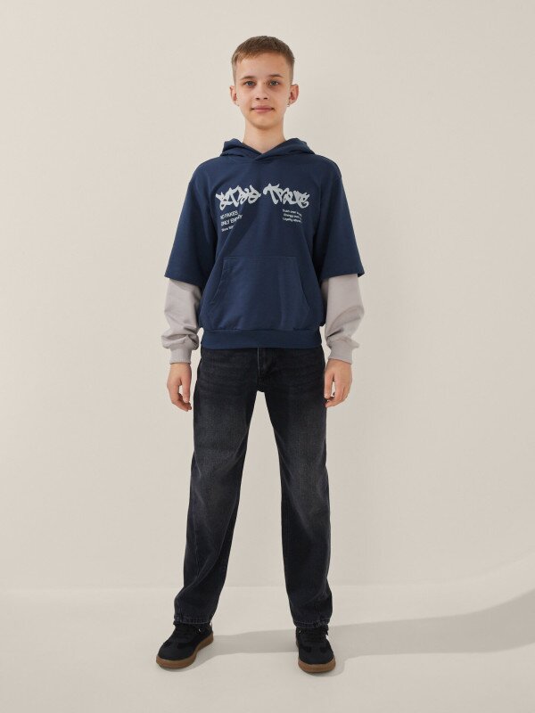 Худі з принтом для хлопчика LAWA P-BB02336 146 см Графіт, світло-сірий shop (2000999567711)  Фото №1