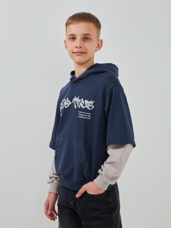 Худі з принтом для хлопчика LAWA P-BB02336 146 см Графіт, світло-сірий shop (2000999567711)  Фото №3