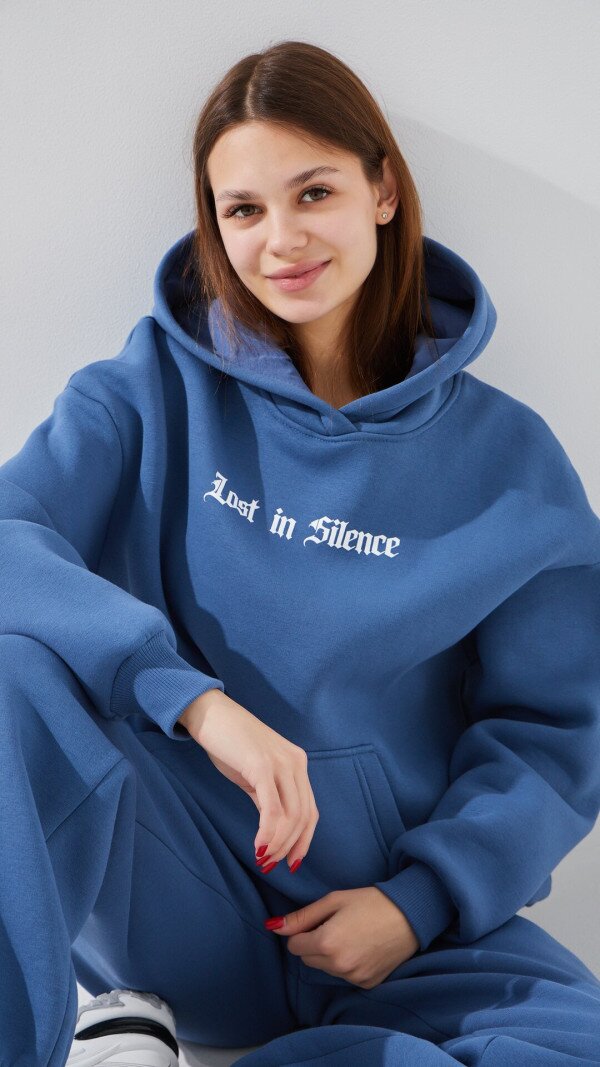 Худі з принтом жіночий LAWA P-WT02305 M Сіро-синій shop (2000999384189)  Фото №3