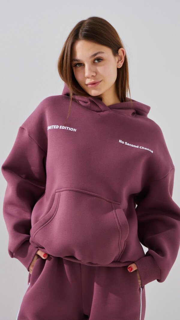 Худі з принтом жіночий LAWA P-WT02308 L Сливовий shop (2888000030306)  Фото №1